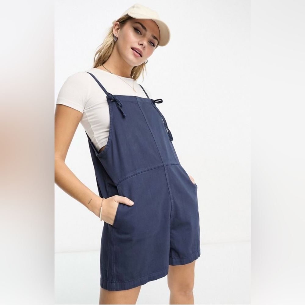 Monki lightweight denim playsuit in navy size XS